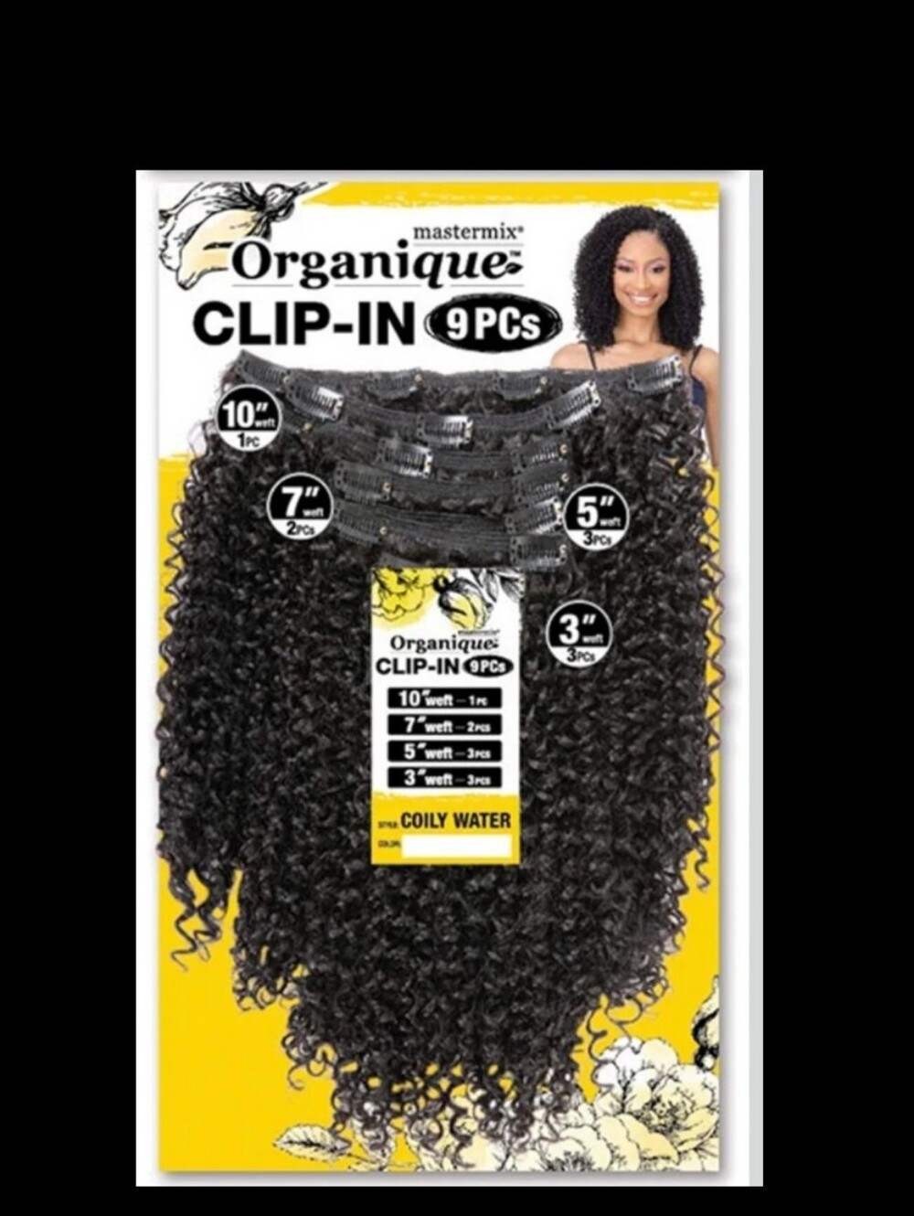 Mastermix Clip-In 9PCs Coily Water Hair Extensions - 1B
